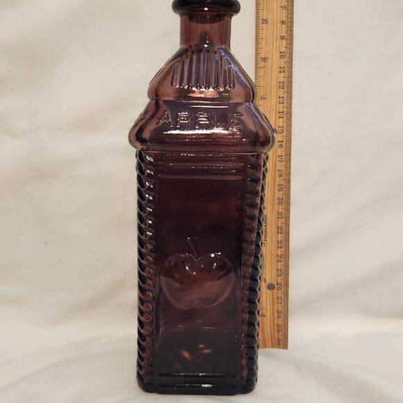 Vintage 60's Berring's Apple Bitters Square deep Amethyst Glass Bottle PA USA - Picture 4 of 10